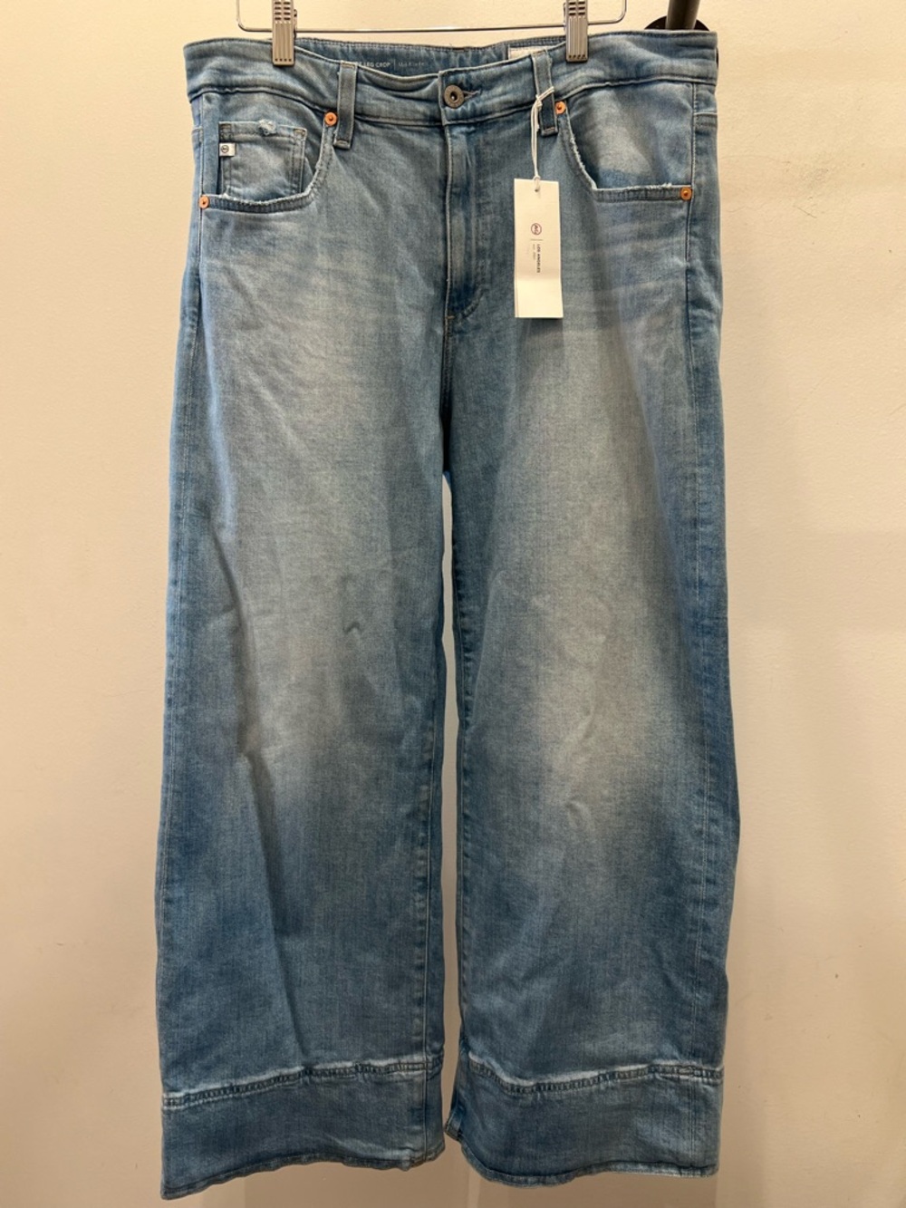 Ag Adriano Goldschmied Light Blue Mid-Rise Wide Leg Jeans PM